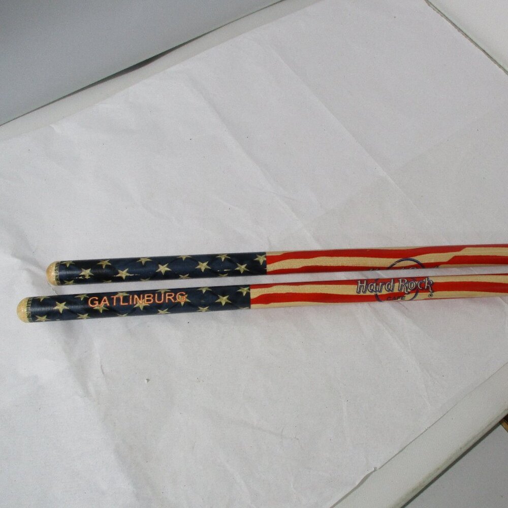 Set of Patriotic Flag Hard Rock Cafe Gatlinburg Tn Drumsticks Drum Sticks